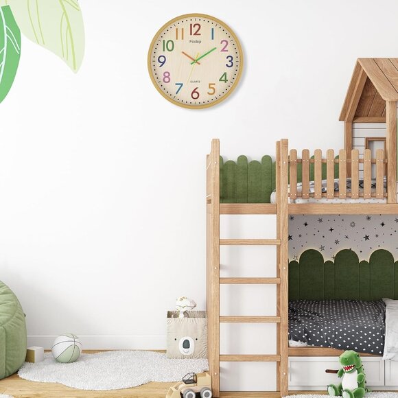 14 Inch Kids Wall Clock Silent Non-Ticking Battery Operated Colorful Childrens W - Picture 2 of 9